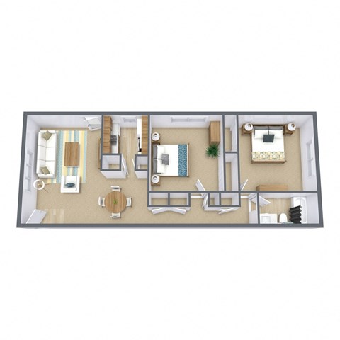 Two Bedroom Floor Plan 21A  at Woodland Pines, Omaha